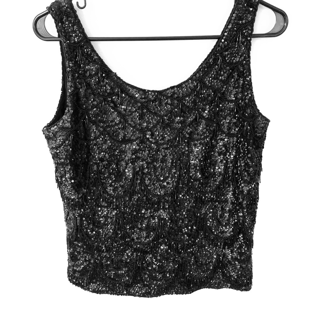 Gorgeous vintage beaded top with back zip